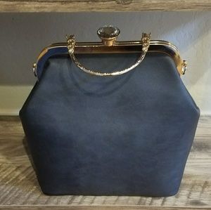Alyssa navy blue leather handbag